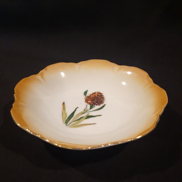 Floral Scalloped Edge Bon Bon Bowl Trinket Dish ~ 5.5" - Picture 3 of 5